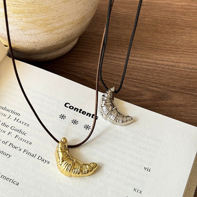 Korean-Style Cattle Bag Black Leather Cord Necklace Women'S All-Match Elegant Long Woolen Chain Clavicle Chain Accessories - Image 3